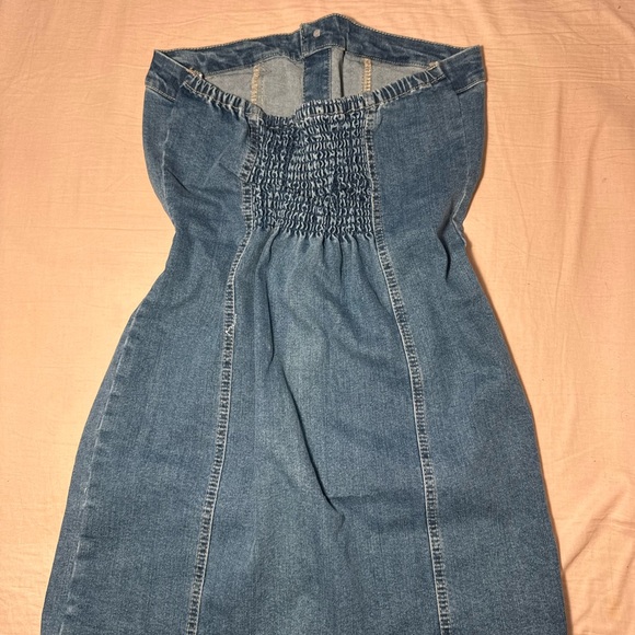 Denim Strapless Button-Down Dress - Picture 2 of 2
